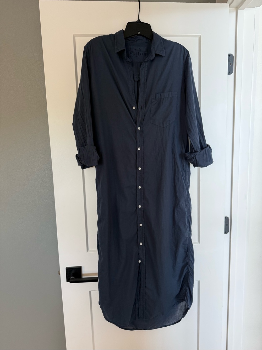 Frank & Eileen Navy Voile Button-Down Shirt Dress - Picture 5 of 5